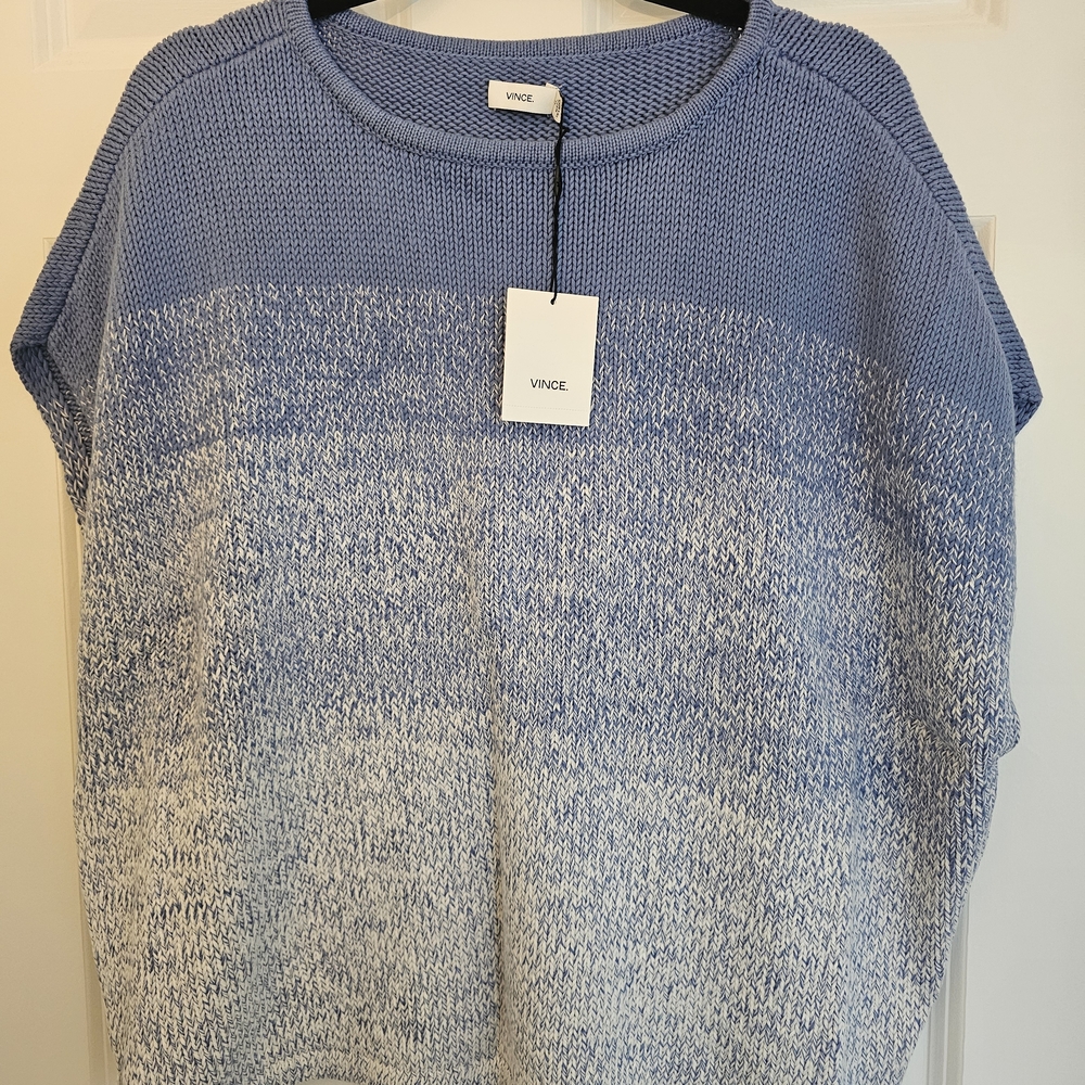 Vince Two-Tone Blue and White Sweater